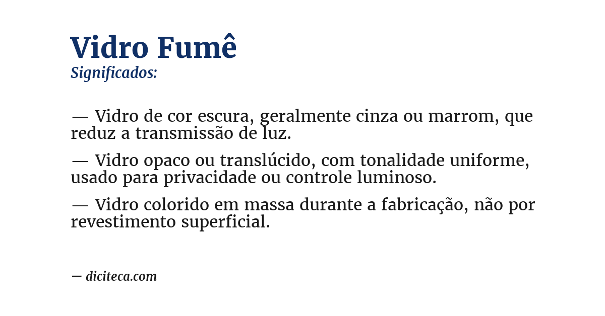 Significado de vidro fumê