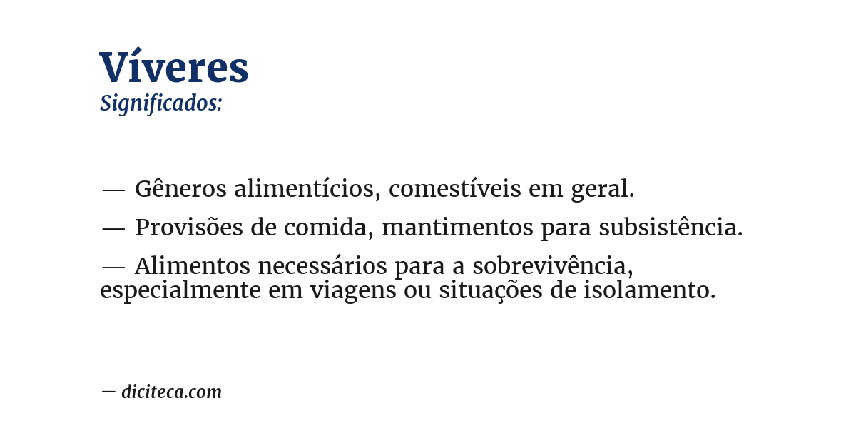 Significado de víveres
