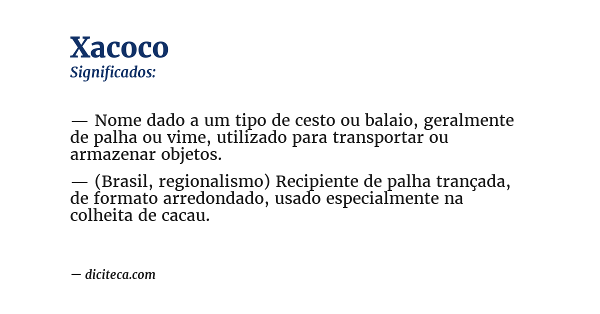 Significado de xacoco