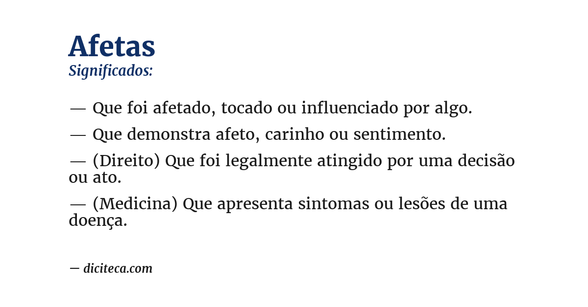 Significado de afetas
