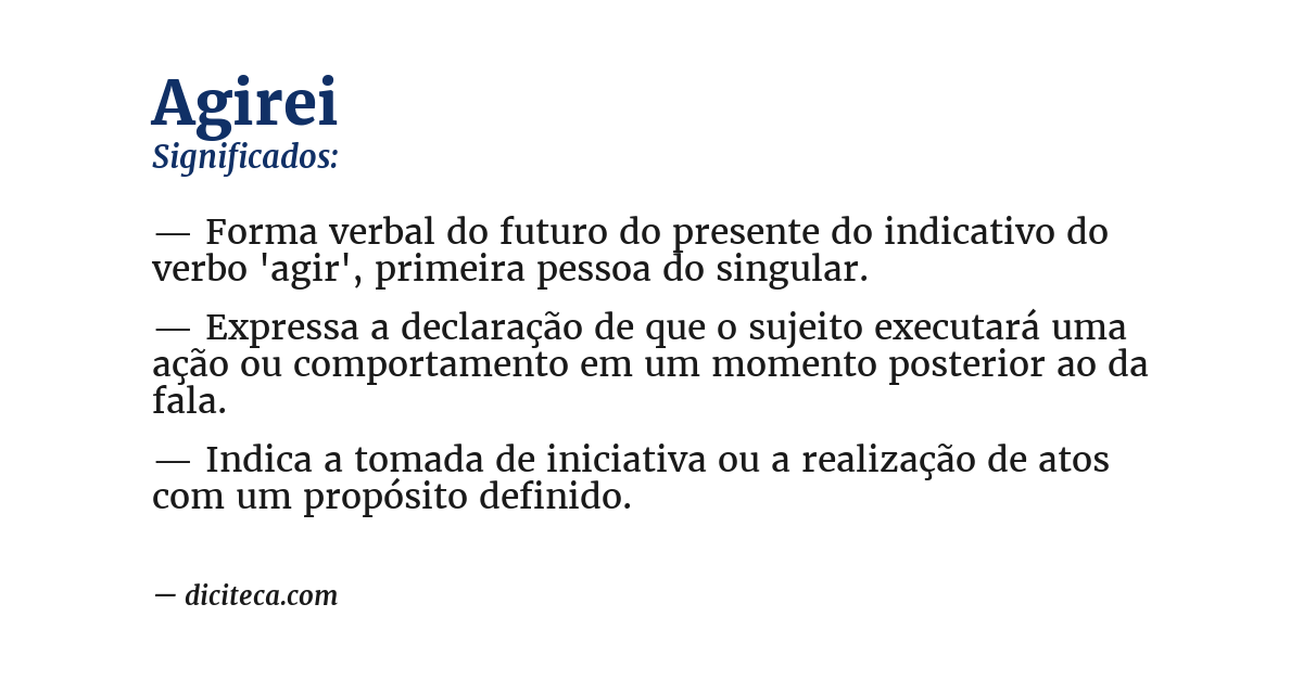 Significado de agirei