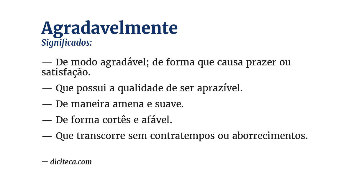 Significado de agradavelmente