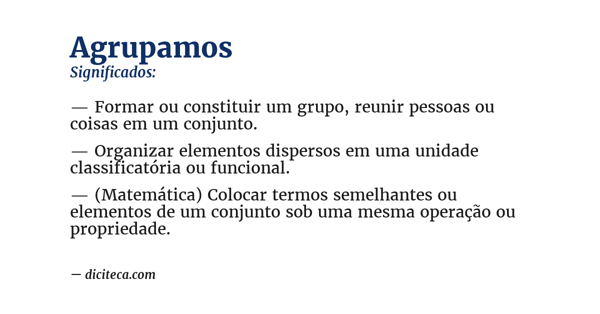 Significado de agrupamos