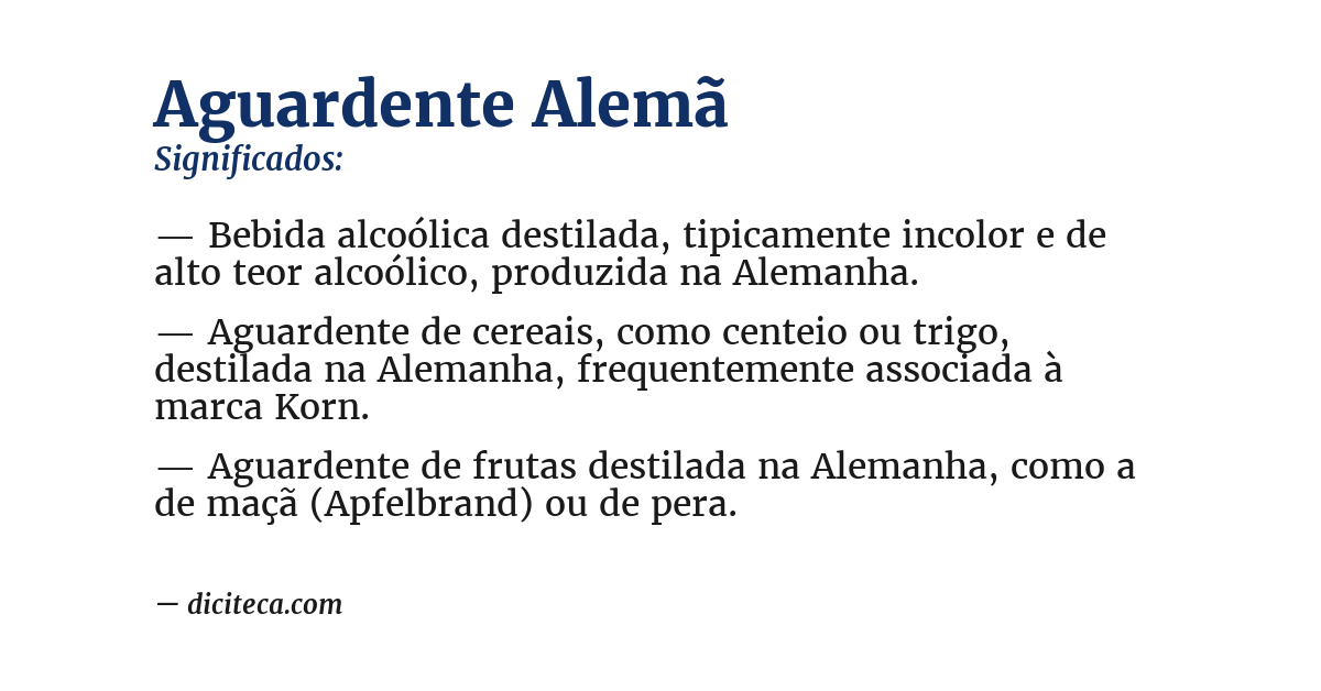 Significado de aguardente alemã