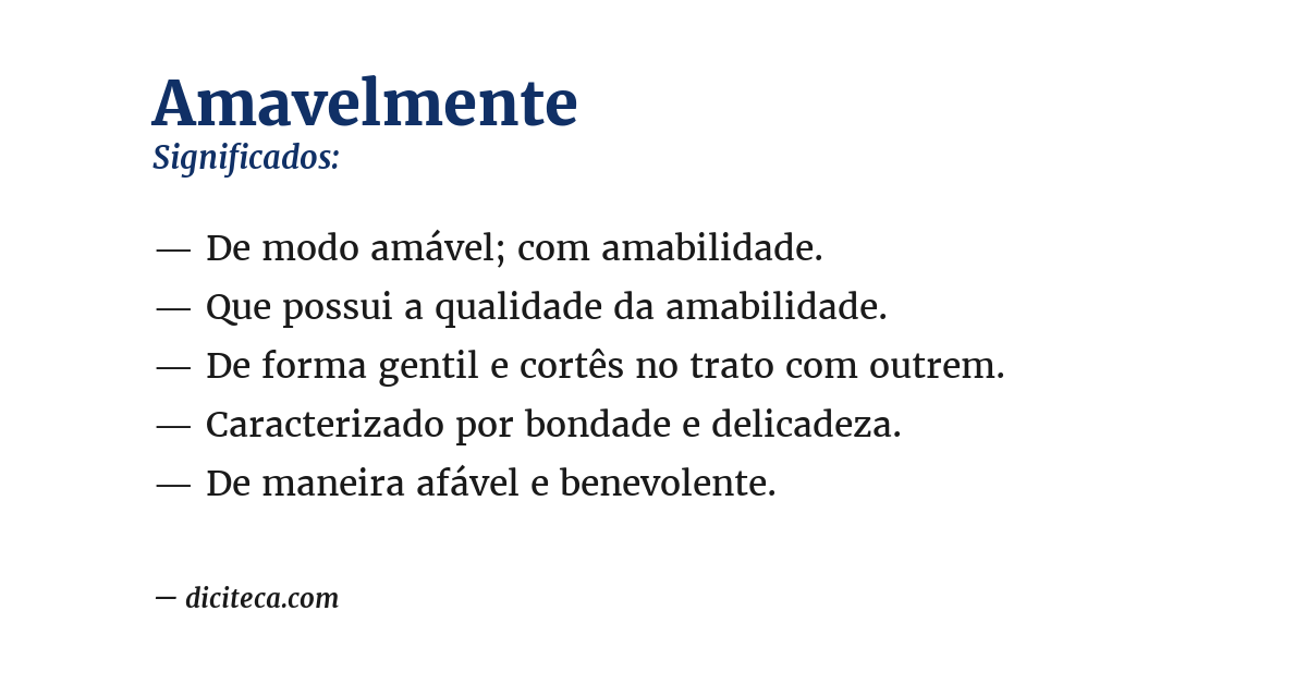 Significado de amavelmente