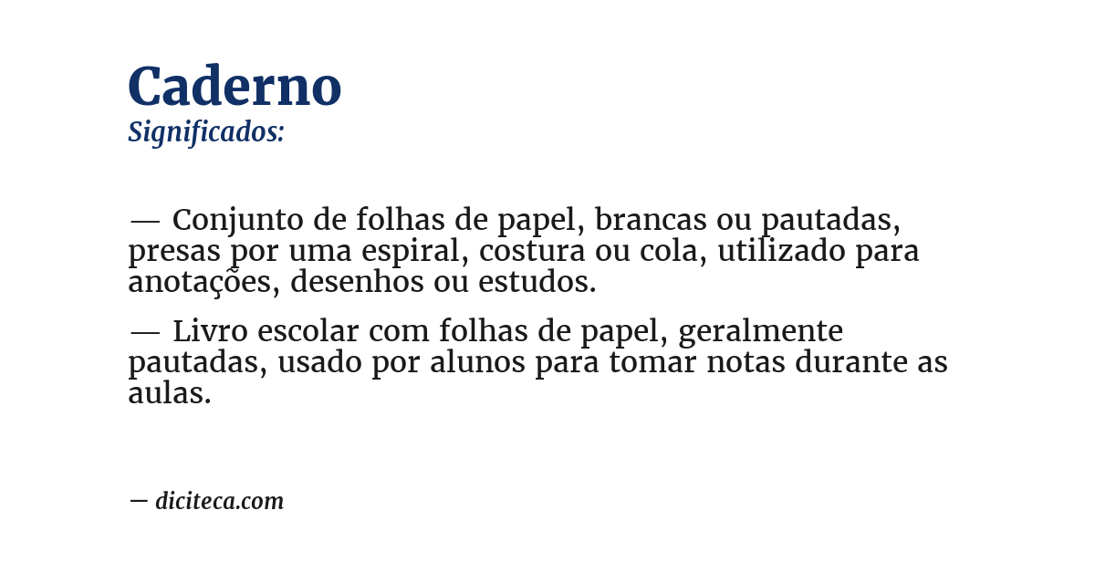 Significado de caderno