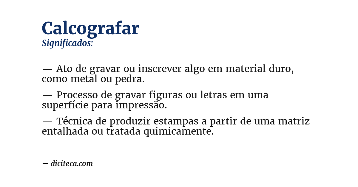Significado de calcografar