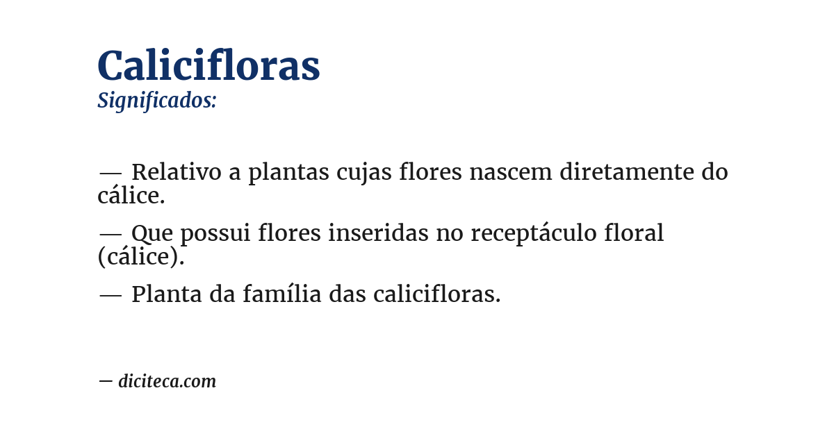 Significado de calicifloras