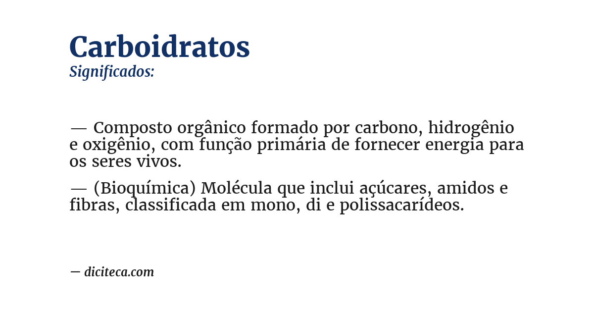 Significado de carboidratos