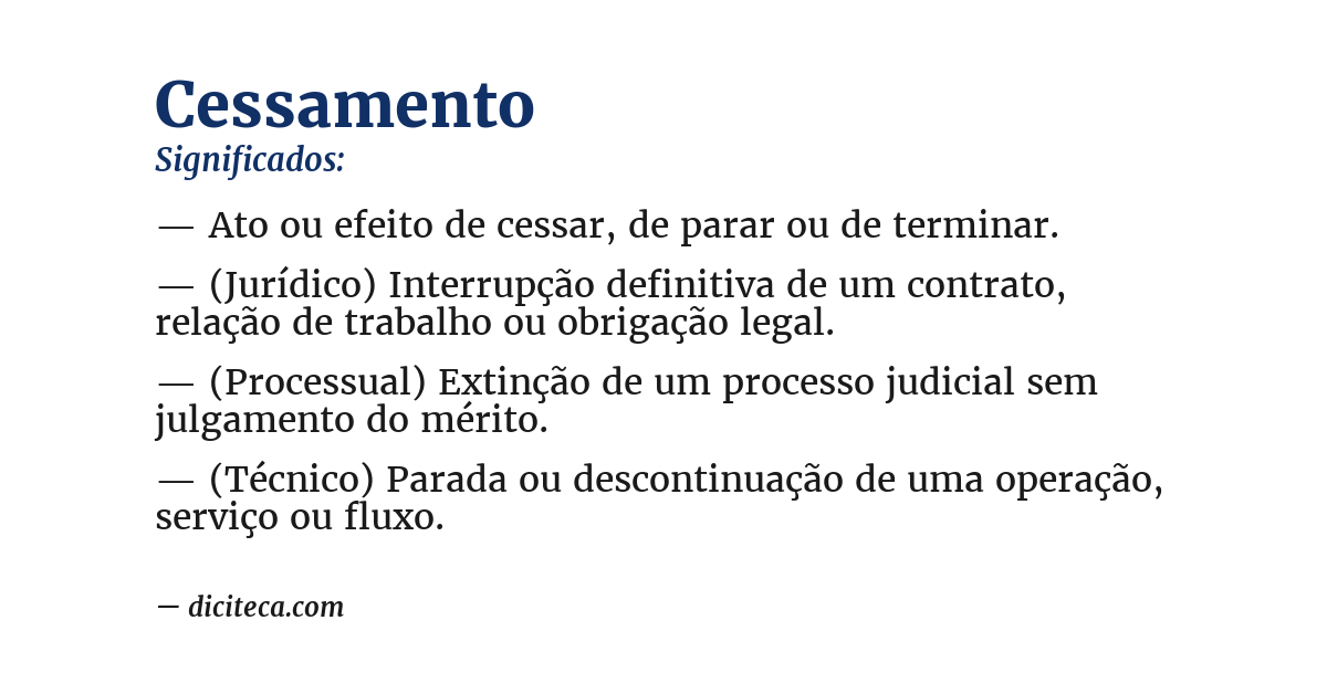 Significado de cessamento