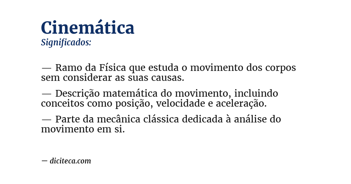 Significado de cinemática