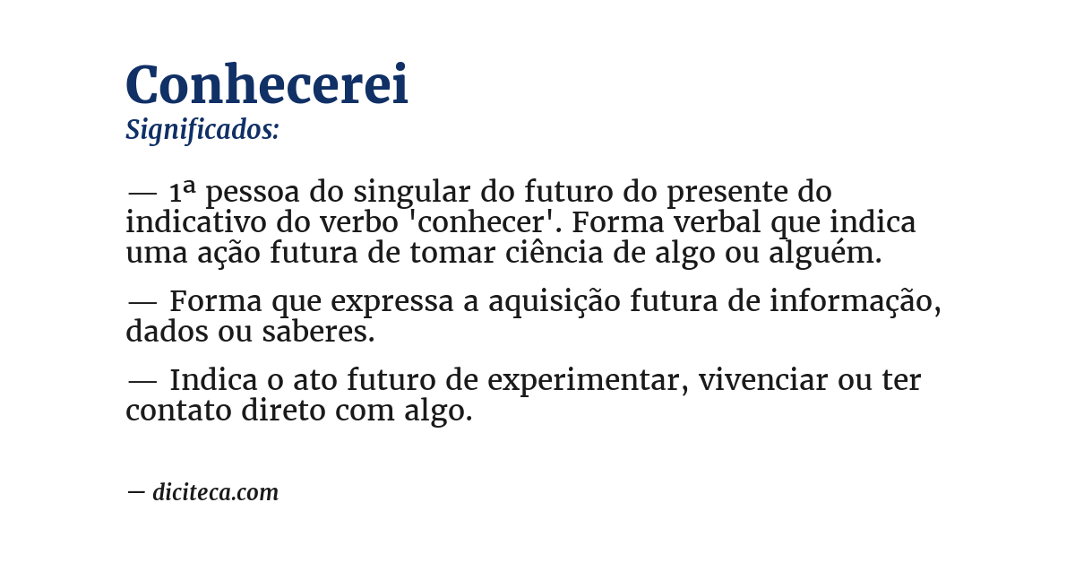 Significado de conhecerei