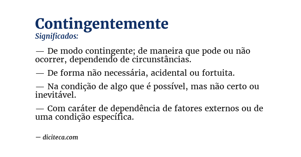 Significado de contingentemente
