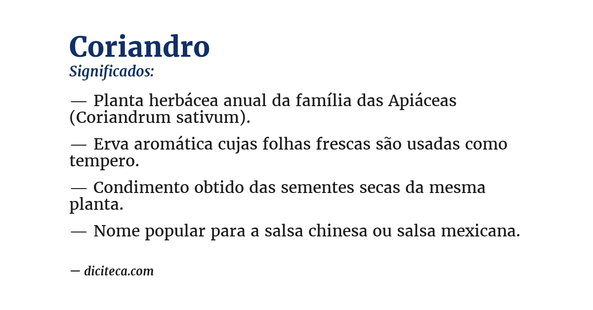 Significado de coriandro