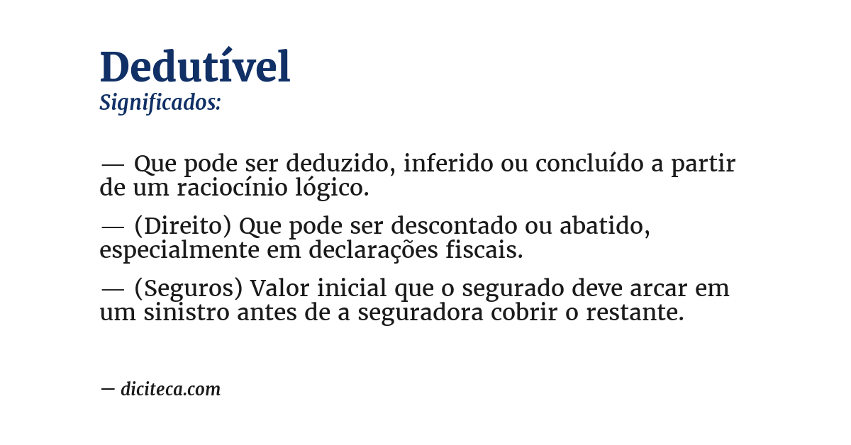 Significado de dedutível