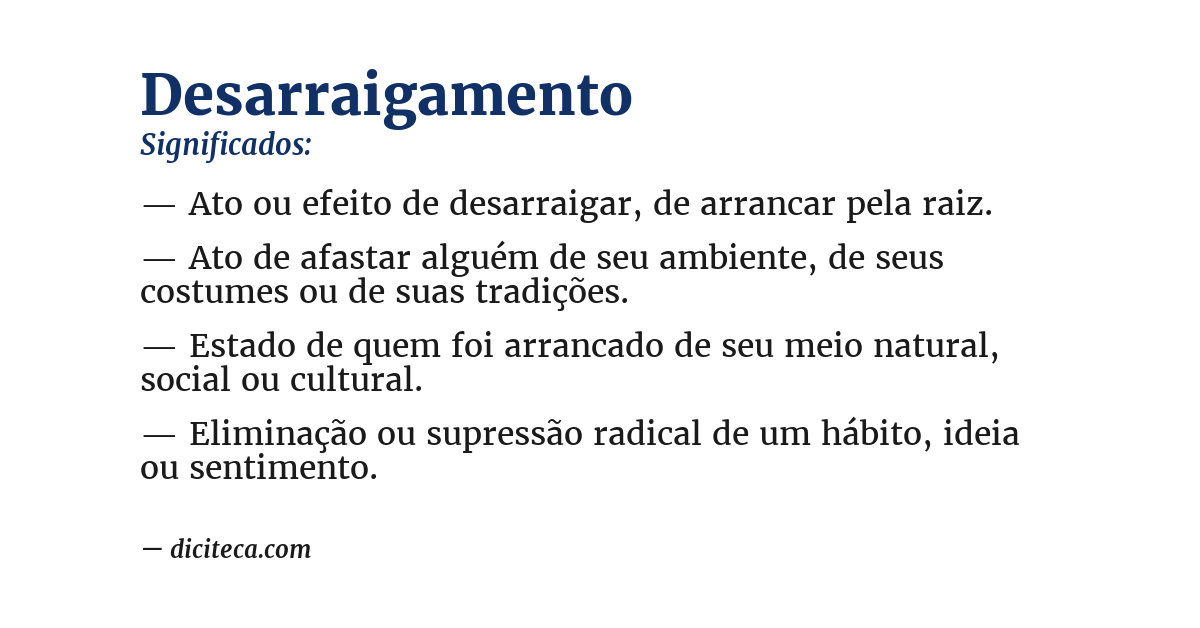 Significado de desarraigamento