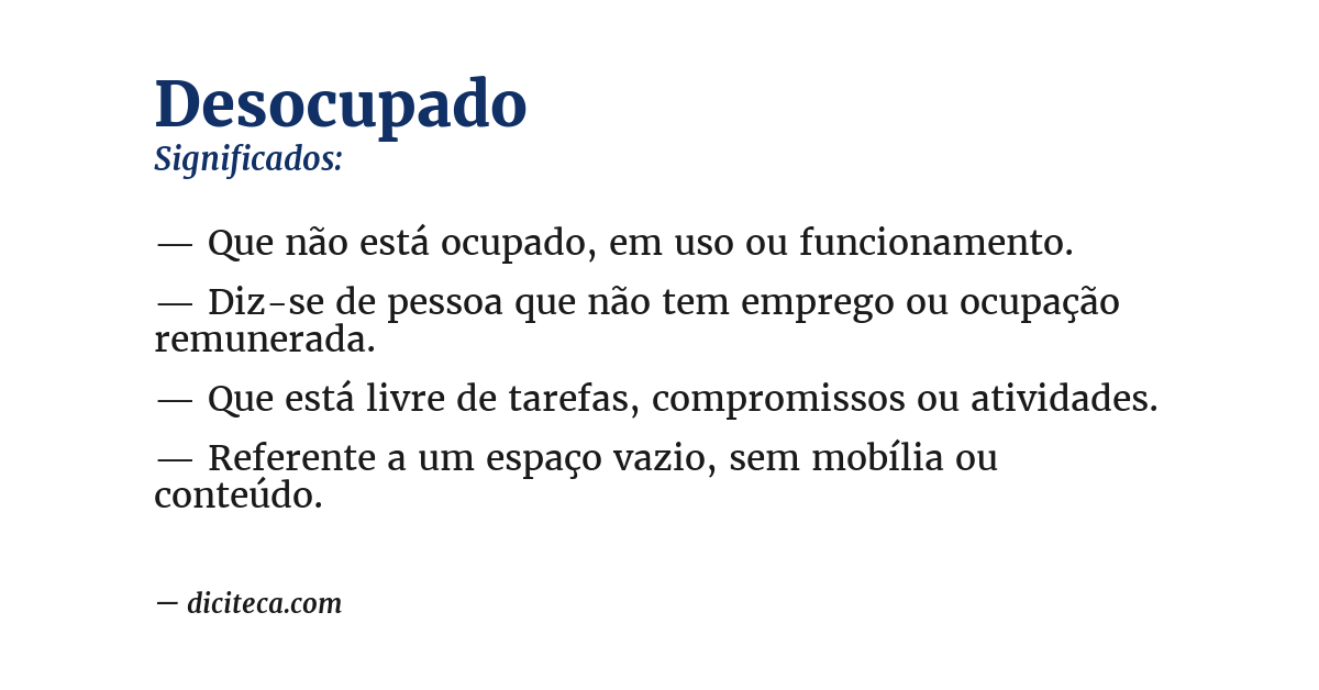 Significado de desocupado