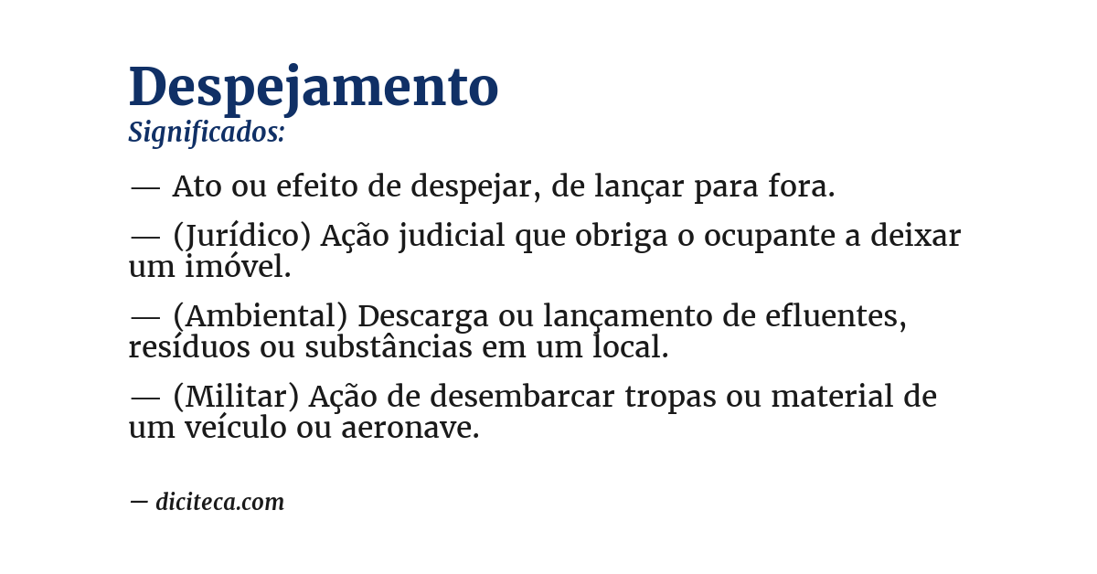 Significado de despejamento