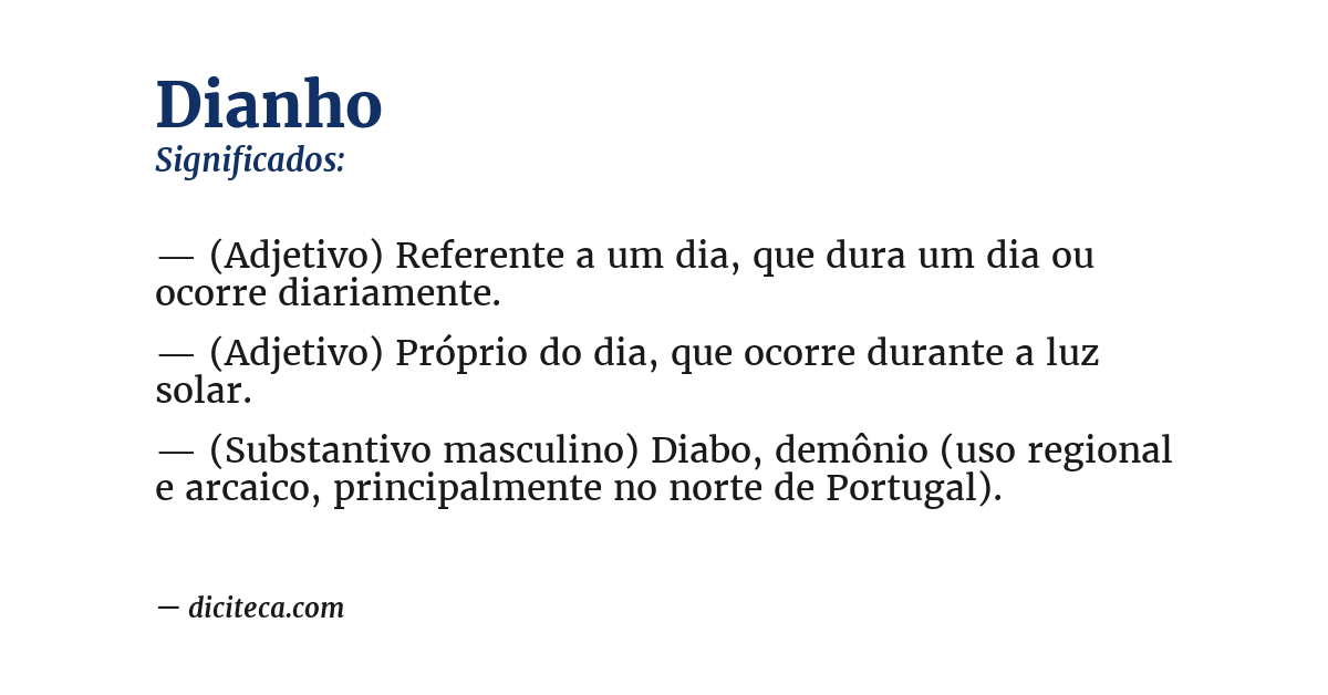 Significado de dianho