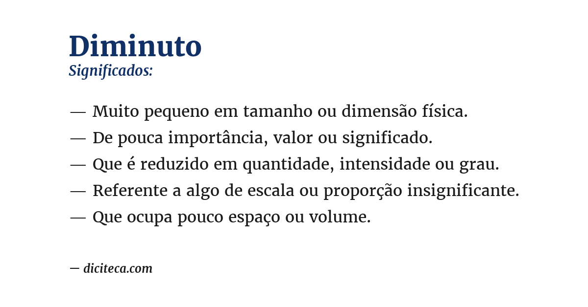 Significado de diminuto