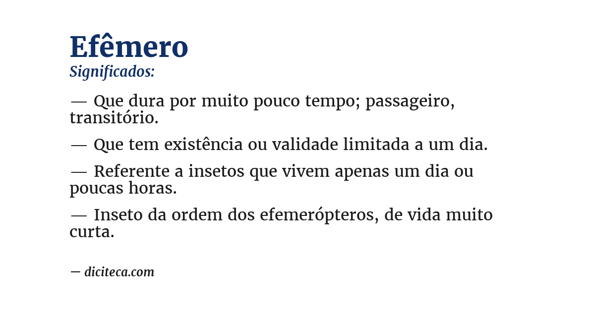Significado de efêmero