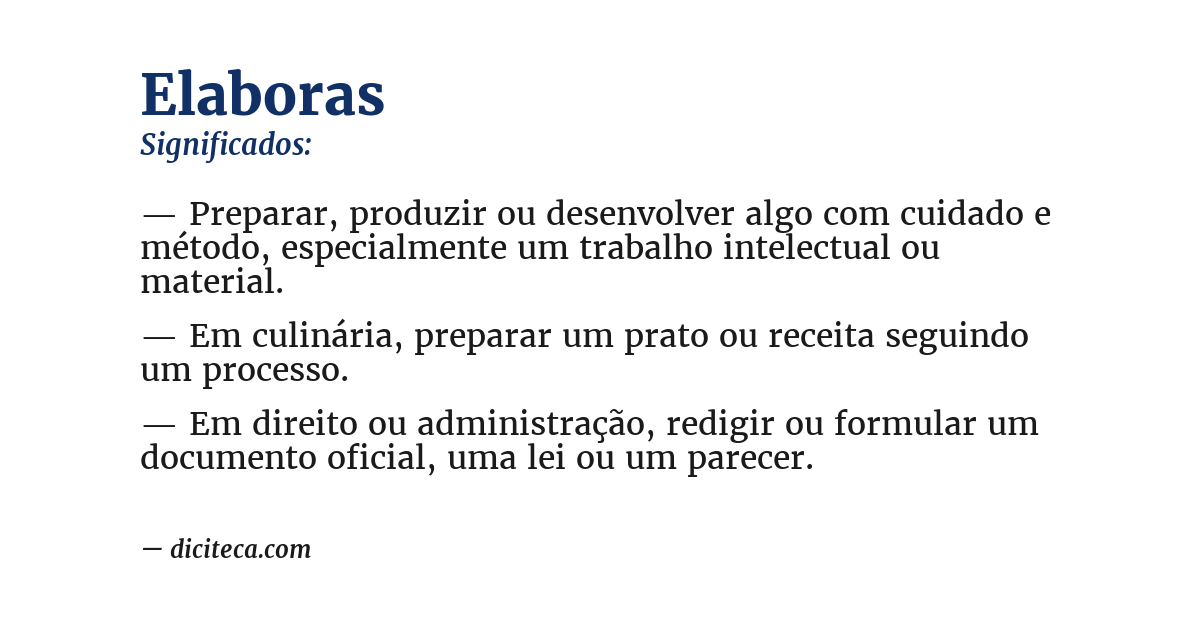 Significado de elaboras