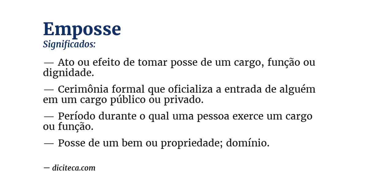 Significado de emposse