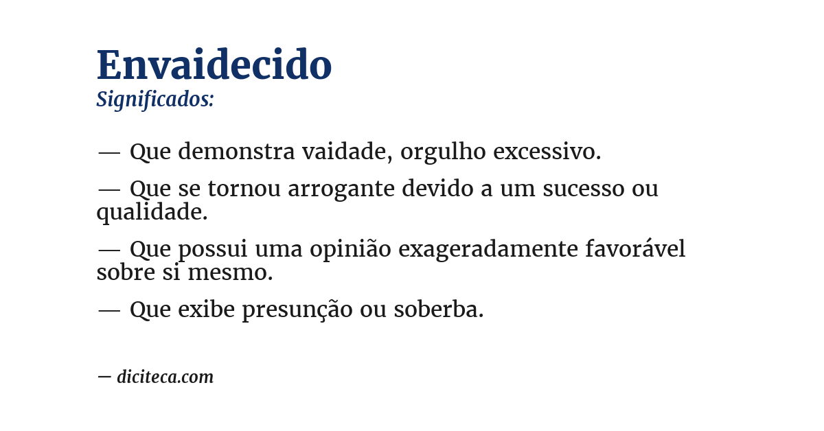 Significado de envaidecido