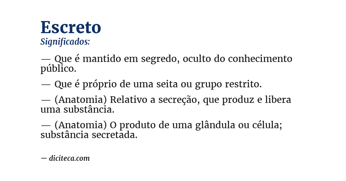 Significado de escreto