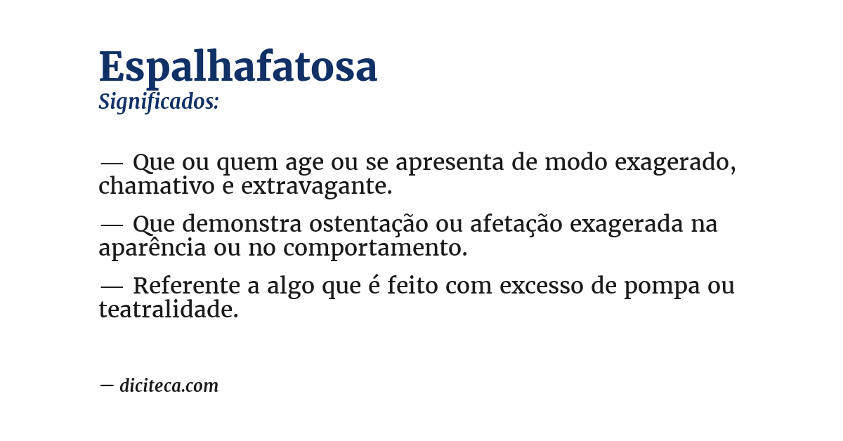 Significado de espalhafatosa