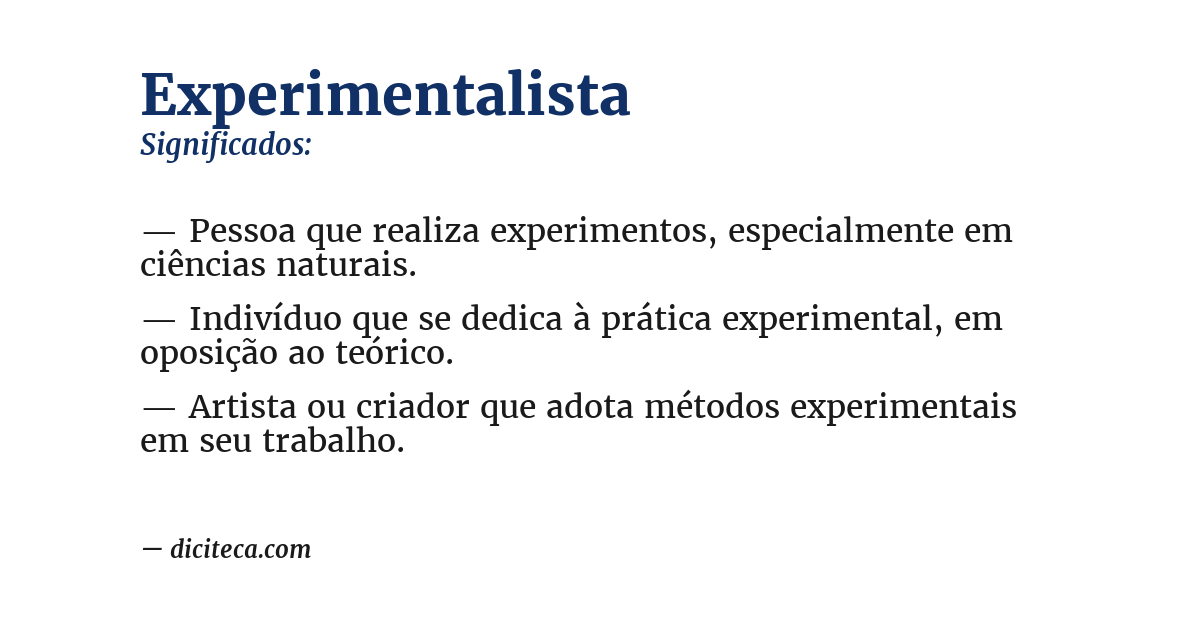 Significado de experimentalista