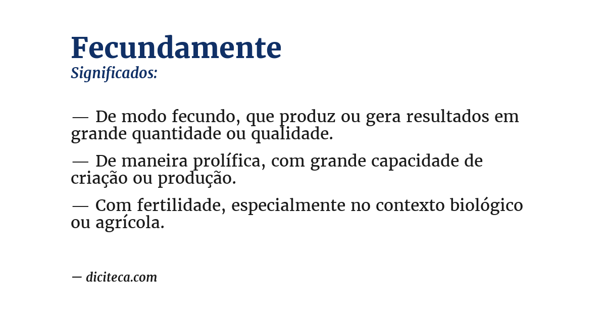 Significado de fecundamente