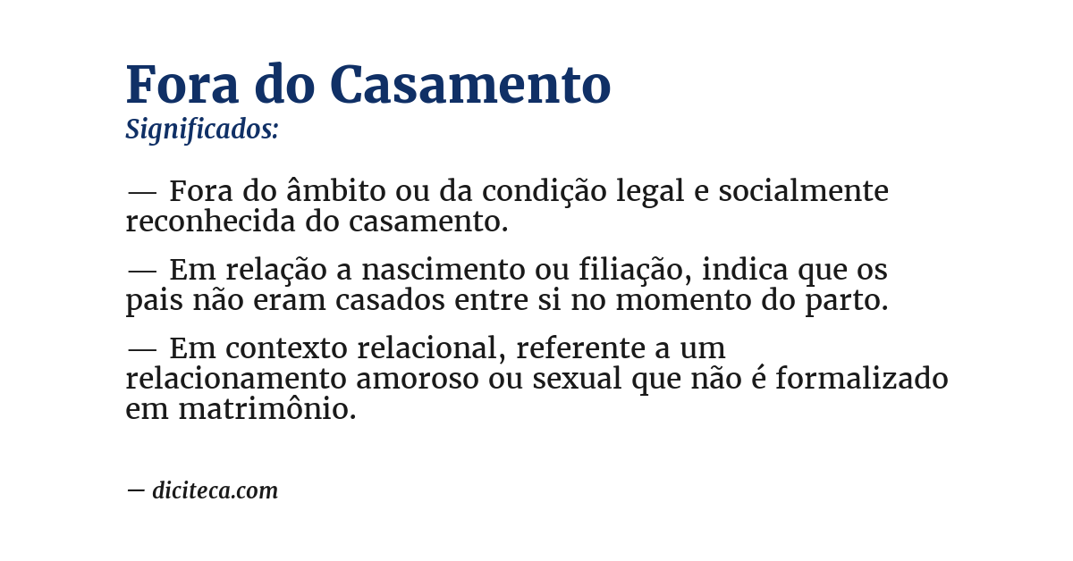 Significado de fora do casamento