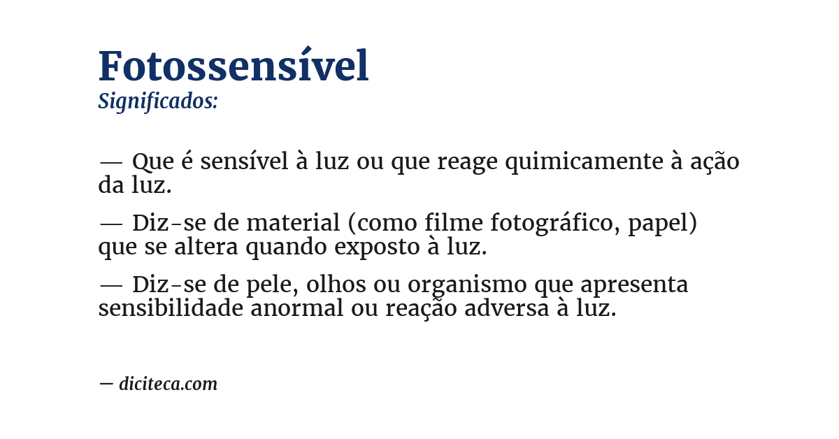 Significado de fotossensível