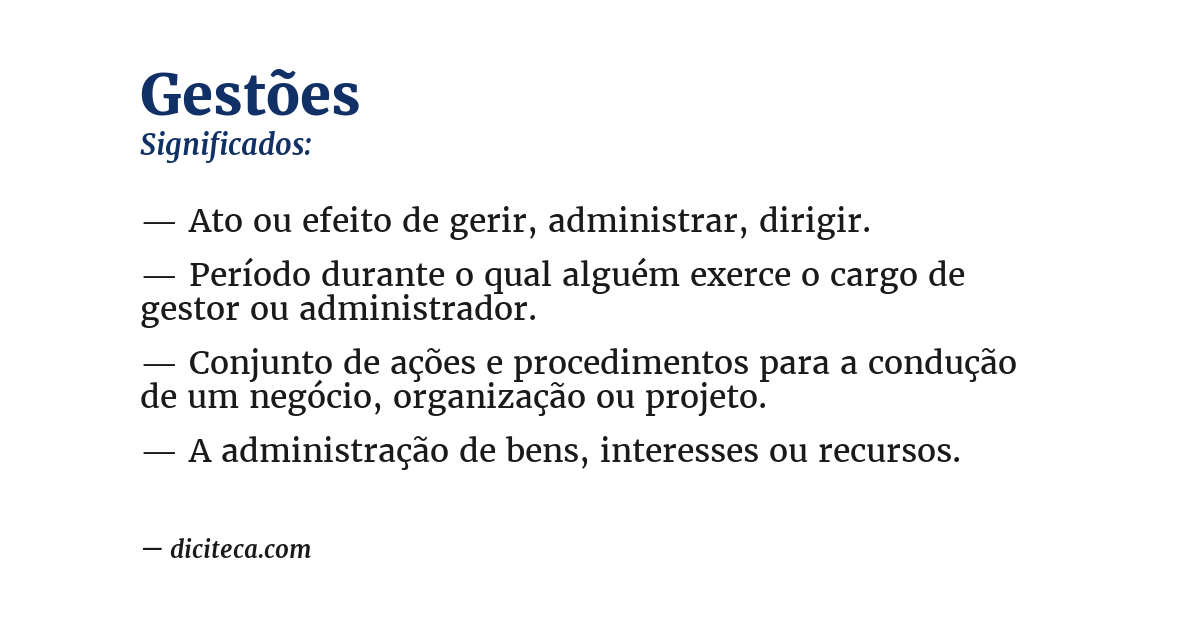 Significado de gestões