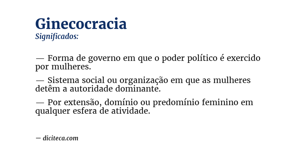 Significado de ginecocracia