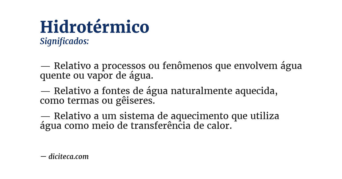 Significado de hidrotérmico
