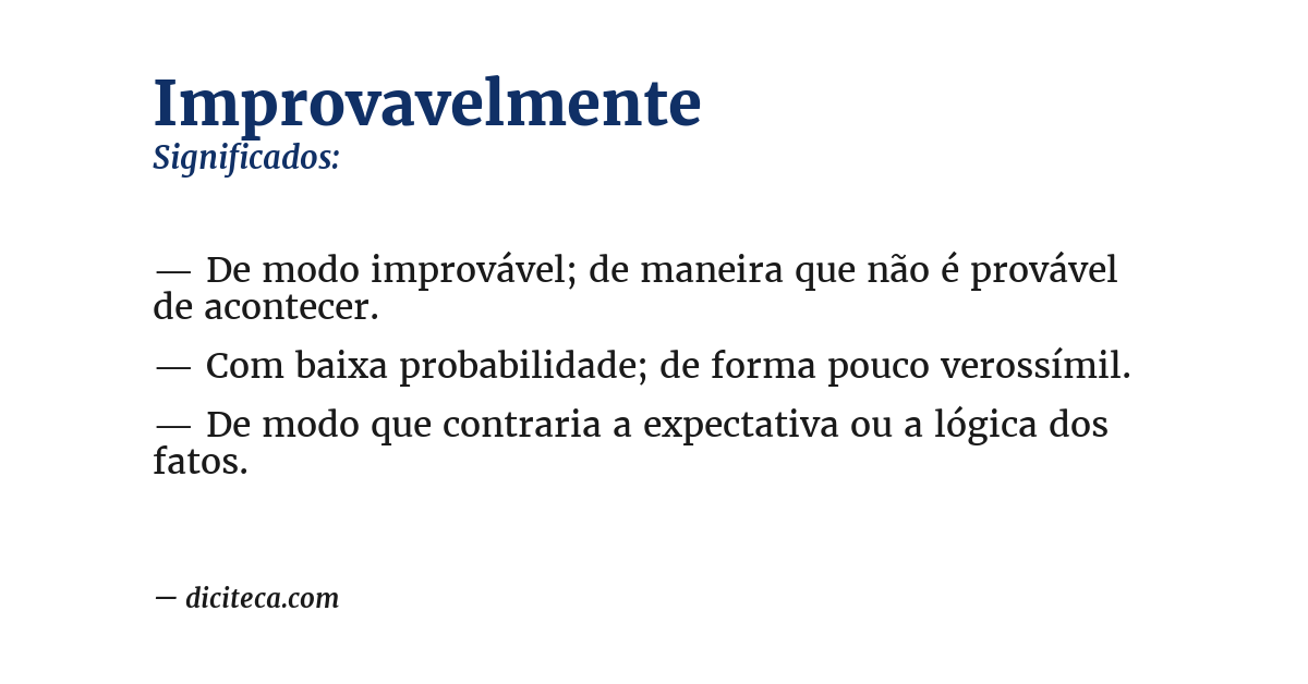 Significado de improvavelmente