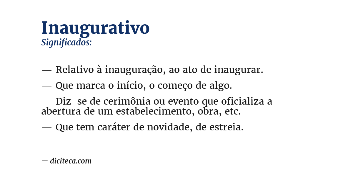 Significado de inaugurativo