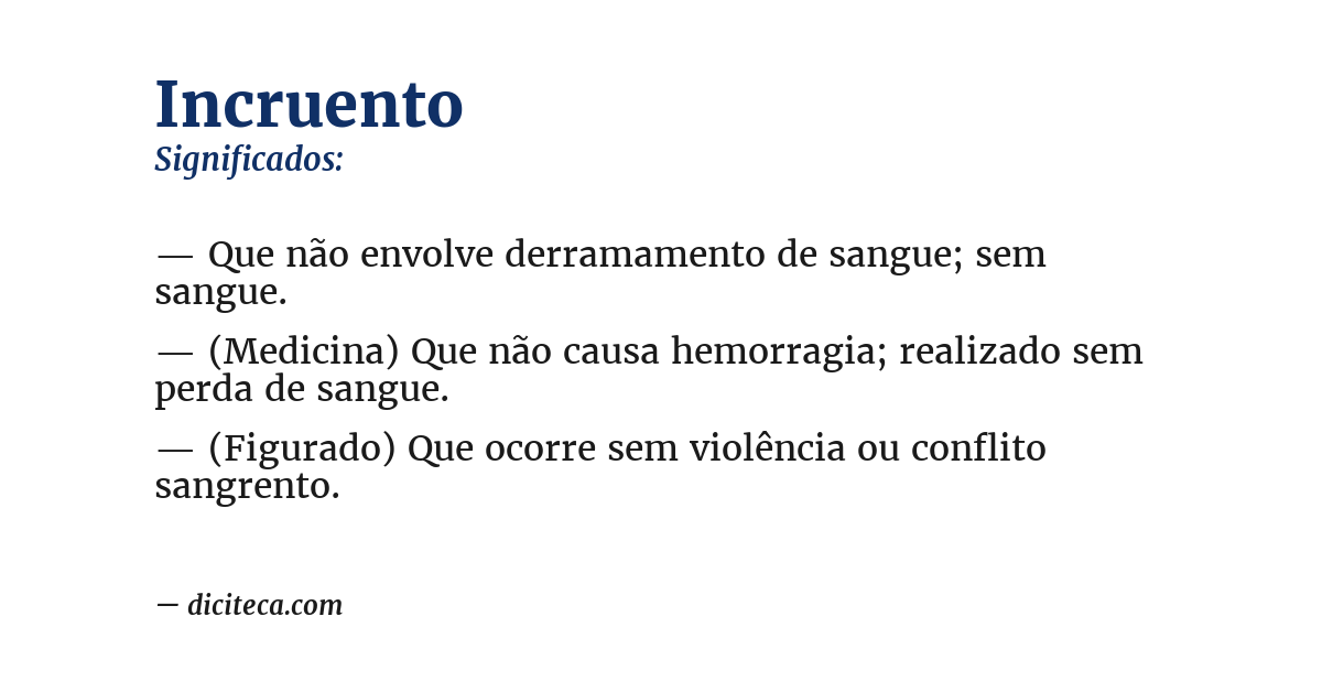 Significado de incruento