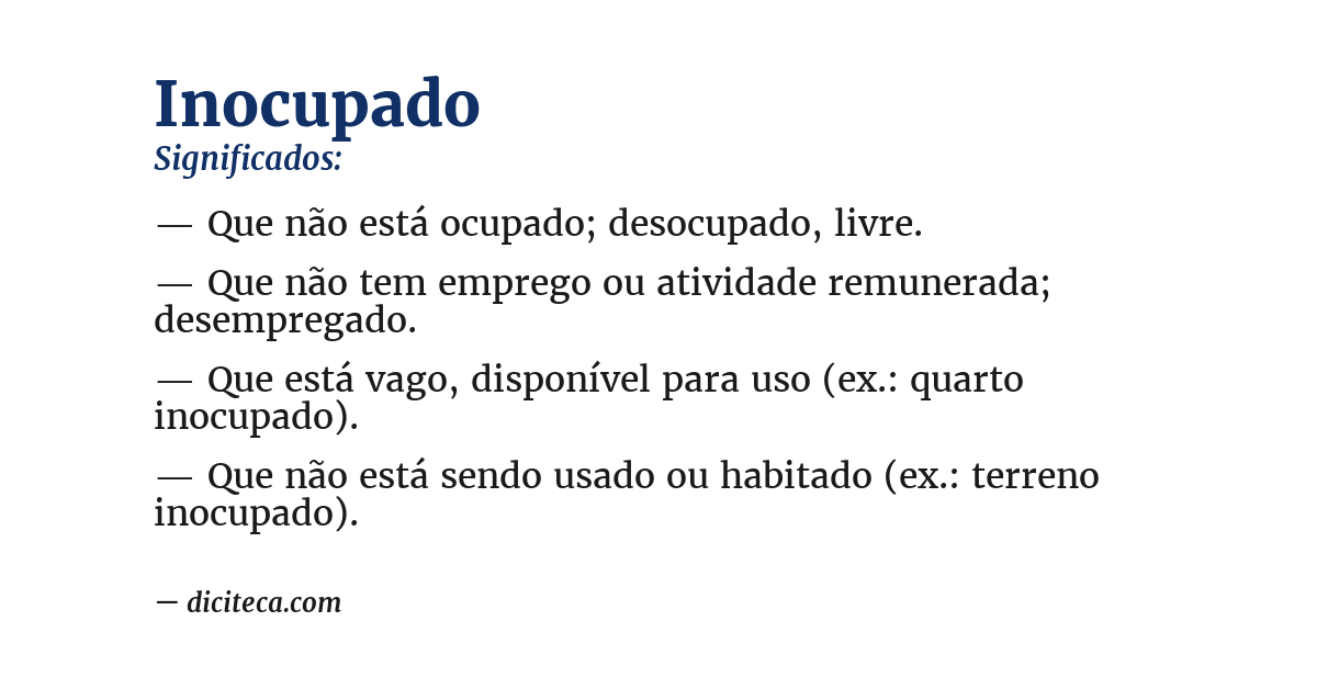 Significado de inocupado