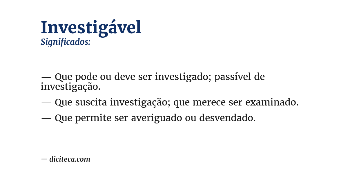 Significado de investigável