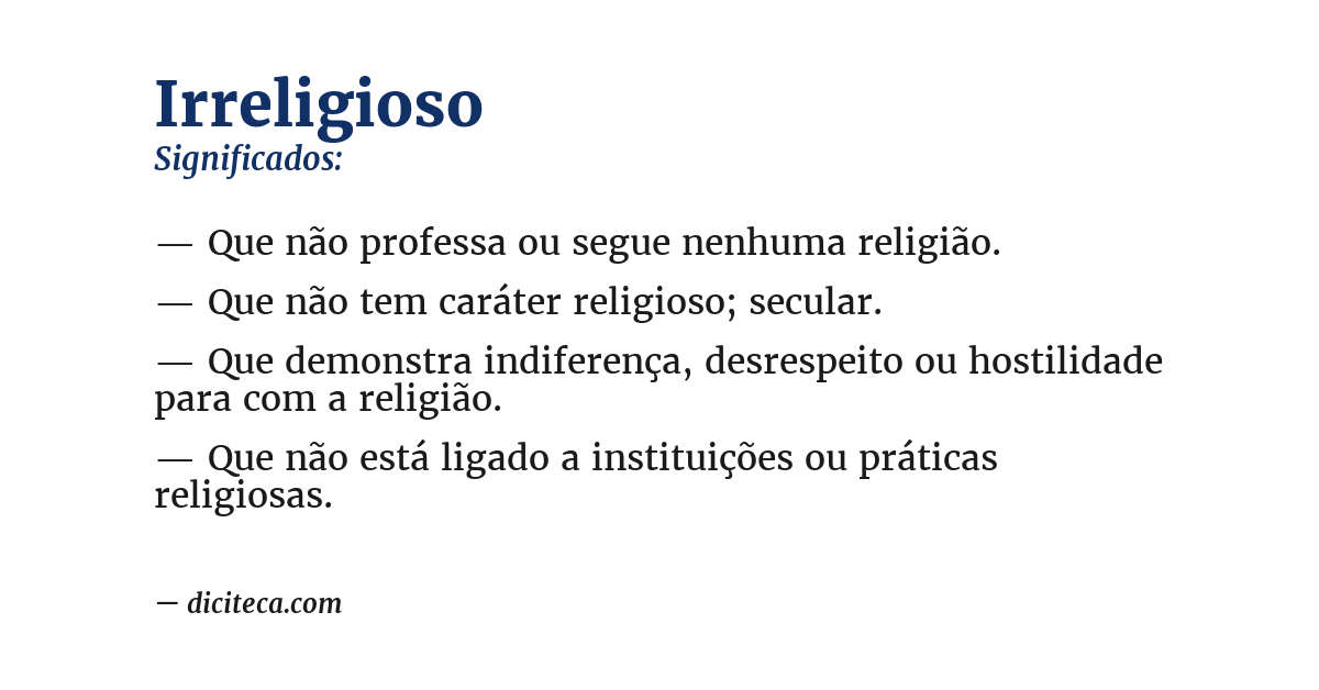 Significado de irreligioso