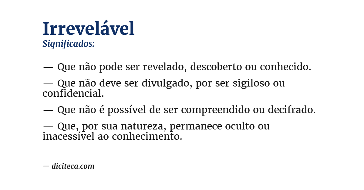 Significado de irrevelável