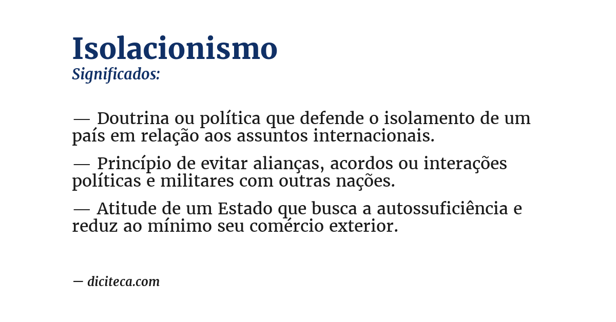Significado de isolacionismo