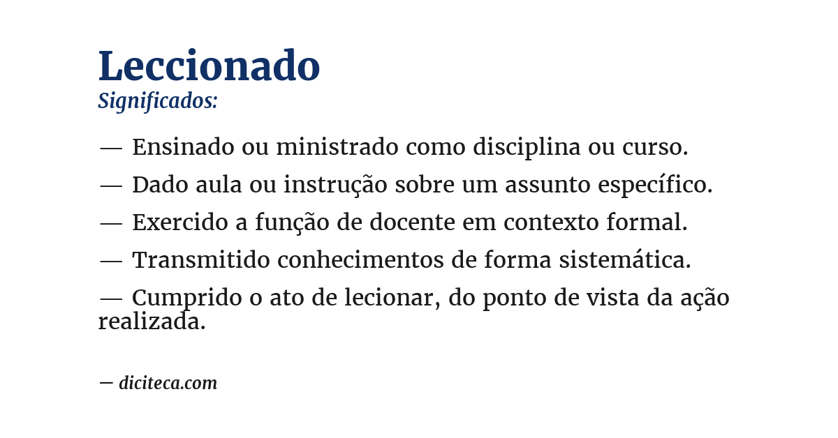 Significado de leccionado