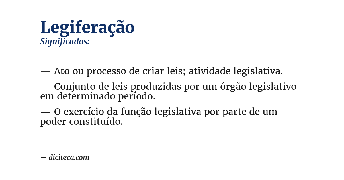 Significado de legiferação
