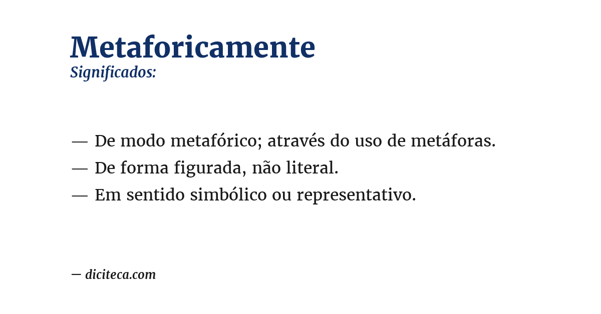 Significado de metaforicamente