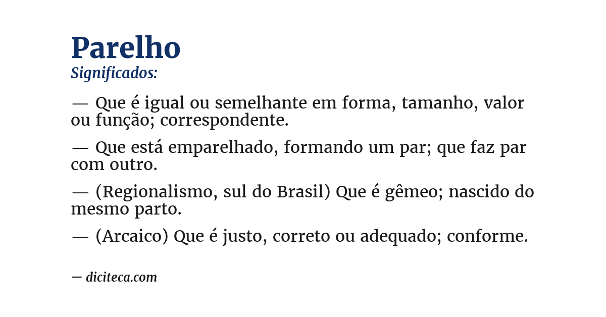 Significado de parelho