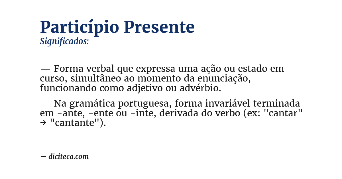 Significado de particípio presente
